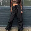 Sweetown Kordelzug niedrige Taille Baggy Jogginghose beiläufige lose Hippie koreanische Hosen Frauen Vintage 90er Jahre Streetwear Jogger Hosen 220725