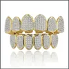 Hip Hop Gold-Plated Micro-Inlaid Teeth Grillz Zircon Bracket Big Gold Tooth Jewelry Drop Delivery 2021 Grillz Dental Grills Body Yzp1K