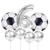 Feestdecoratie 7 stks Voetbal Thema Ballonnen 12 '' Zilveren Confetti Latex Helium Ballon Sport Meet Boy 3 4 5 6 Jaar Verjaardag