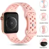 Voor Apple Watch -banden Siliconenbanden 38/40/41mm 42/44/45 mm Dubbele gesp adembare sportpolsbandjes compatibel met IWatch SE 7 6 5 4 3 2 Soft Strap -vervangingen