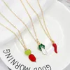 Pendant Necklaces Mushroom Pepper Chinese Cabbage Radish Pumpkin Peach Necklace Vegetables Fruit Enamel Jewelry For Kids GiftPendant Sidn22