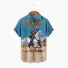 Men's Casual Shirts Fashion Western Stitching Shirt Personality Short-sleeved Loose Button Brand Men Camisa Masculina 2022
