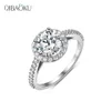 Cluster Rings Solid 14k White Gold Petite Halo Moissanite Engagement Ring For Women Luxury Jewelry With Center Round279L
