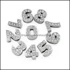 Charms Bijoux Résultats Composants 8mm 10mm A-Z Alphabet / 0-9 Chiffres en alliage de zinc Curseur Lettre Symbole FL Strass mélangés 130pcs 1102 Q2