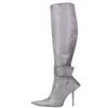 Style de mode Nouvelles femmes Gnee Stilettos Boots Boots Sexy Designer Points Point Party Party Chaussures à la cheville Big Buckle Strap Zipper