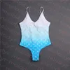 Womens Multicolor One Piece Swimwear Padded Backless Bikini Designer Tight Bathing Suit Letter Printed