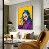 Moderne pop graffiti muur kunst abstracte aquarel vrouw bril canvas schilderen schilderij poster slaapkamer woonkamer muur decoratie muurschildering muurschildering