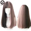 7JHH Longue Remy Perruque Avec Une Frange Ombre Noir Brun Synthétique Lolita Perruque Pour Les Femmes Haute Température Fil Résistant À La Chaleur Cosplay Perruquefactory direc