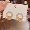 Dangle Chandelierg Micro Pave Strass Cirkels Mode Stud Oorbellen Klassieke Nieuwe Sieraden Delicate Eenvoudige pendientes