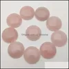 Pierre Lâche Perles Bijoux Naturel 20Mm Ronde Opale Rose Quartz Oeil De Tigre Turquoise Agate Visage Pour Nec Dhyjv