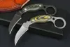 Nouveau M6654 Couteau Karambit à lame fixe D2 Lame de lavage en pierre noire / blanche Poignée G10 Couteaux à griffes tactiques avec gaine en cuir