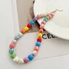 Chokers Ceramic Color Love Splicing Necklace Fashionable Girl's Heart Niche Design Peach Clavicle Chain Gothic Choker 2022Chokers Elle22