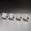 Stud Hiphop Rock Earrings For Men Iced Out + Cubic Zirconia Square Gold Earring Luxury Punk Accessories Hippie Jewelry OHE044