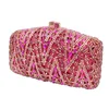 Sacs de soirée Est Crystal Stones Rose Golden Fuschia Party Purse Wedding Bridal Pochette Femme Embrayage SC920Evening