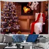 Ano Novo Santa Tapestry Holiday Christmas Tree Gifts Wall Tile Red Home Decoration J220804