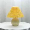 Vintage Pleated Table Lamp for Bedroom Living Room Korean Style AU US EU UK Plug Decor Creative Night Light with Led Bulb E27 H220423