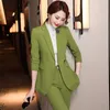 Women's Two Piece Pants Green Coffee Black Slim Pant Suit Women Elegant Office Ladies Work Wear 2 Set Female Formal Blazer Jacket And Trouse