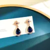 Dingle ljuskrona vintage blå kristall droppörhängen för kvinnor vatten strass tillbehör parti mode smycken gåvor Dale22