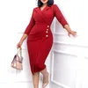 الفساتين غير الرسمية منتجات عصرية 2022 نساء أنيقة المكتب للسيدات ترتدي الكنيسة ألوانًا صلبة ذات جودة جيدة طول الركبة