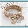 Urok bransoletki biżuteria 3pcs/zestaw Elastyczna kryształowa bransoletka diamentowe serce korona drzewo życia scl motyl bangle Sets