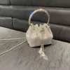 Silver Bucket Clutch Purse Luxury Designer Purses and Handbags Bags for Women Evening Banquet Female Rhinestone Shoulder 0628