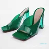 PVC transparent acrylic high-heeled Dress Shoes in summer women's thick heel square toe