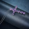 J￳ias de moda feminino Purple Cross Cross Zircon Pingente de Silver Pingled Pingled Bated Colar Plated Women Women Women Wedding Party Bithday Gift