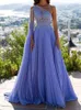 2022 Abiti da maniche a maniche da scanalatura Elegantes Para Mujer Vestidos de Noche Lavender Long Prom Dress