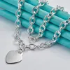925 Sterling zilver 18 inch ketting hartkaart hanger ketting voor vrouwen man bruiloft verloving mode sieraden