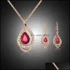 Earrings Necklace Bridesmaid Jewelry Set Solid Gold Earring Pendants Beautif Australian Crystal Indian Jewellery Party Carshop2006 Dhbjf