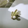 Śliczny kaktus broszka z broszka dhinestone Pearl Piod Pin Painted Brooch Kolor odzież Lady Płaszcze Akcesoria biżuterii moda