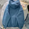 Kvinnors hoodies tröjor vinter plus sammet förtjockning modebrev broderier harajuku kvinnor pocket löst casual lamm fleece varm 230206