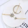 Nova moda Rhinestone Hair Clip Geometric Star Moon Shape Hairpin Crystal Hair Acessórios para mulheres