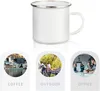 12oz Sublimation Blanks Enamel Mug White Camping Outdoor Coffee Travel Stainless Steel Mug with Silver Rim