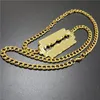 Pendant Necklaces Blingbling Blade Razor Necklace For Women Men Mirror Gold Silver Color Acrylic Hip Hop Rock JewelryPendant