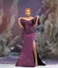 2022 بالإضافة إلى الحجم العربي Aso ebi Purple Mermaid مثير فساتين حفلة موسيقية الدانتيل المسائية الحزبية الرسمية الحزب الثاني استقبال عيد ميلاد اللباس Zj708