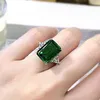 Creative 925 Sterling Silver Big Square 10*14mm Emerald Green Colour Ring For Women Fine Jewelry Gift Accessory