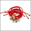 Bracelets de charme jóias feitas à mão em china vermelha corda vermelha Proteção de copo de palmeira Saúde Lucky Happiness bi dhwk6