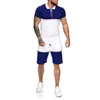 الرجال للرجال ملابس الرجال مجموعة الصيف ألوان مطابقة لباليل القصيرة قصيرة الأكمام بدلة رياضية غير رسمية 2 قطعة من رجال الرجال.