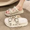 sandals Summer Women Slippers Rivets Punk Rock Leather Platform Mules Creative Metal Fittings Casual Party Shoes Female Outdoor 220623