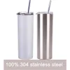 US Stock Sublimation Tumblers 20 Oz Straight Blank Mugs with Lid and Straw for Heat Transfer DIY Gift Coffee water Bottlle sxjul3