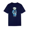 23s Wholesale Bear Print Men's and Women's T-shirt toppar kortärmad rund halspar Sport Vitmatchat tidvattenmärke Combed Cotton S-XXL