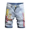 Parches de diseñador Ripped Denim Shorts Hombre Summer Hip Hop Short Jeans Hombres Straight Denim Shorts Patch Pant Men Jeans Shorts