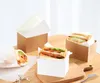 Kraft Paper Sandwiches Wrapping Box Thick Egg Toast Bread Breakfast Packaging Boxes Burger Teatime Tray SN4474