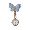 Brillant nouvelles montres de poche infirmière papillon en alliage d'or Rose petites broches cristal médecin hôpital médial Transparent cadeau montres horloge
