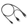 USB 2.0 male to male /mini 5pin Y PC Charger+Data SYNC Cable Cord For Iomega eGo Portable Hard Drive