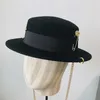 Fibonacci Fedora Hat Retro Wool Felt Hat hat女性ヨーロッパパンクチェーンノベルティフラットトップハットメンキャップストリートファッションワイルドトレンド220517