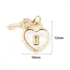 Charms Sweet Copper Gold Color Metal White Heart Key Clear Rhinestone Pendants Diy Making Halsbandsmycken 12mm x 10mm 1piececharms