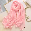 Women Silk Scarves Luxury Solid Foulard Hijab Shawls Wraps Lady Winter Long Bufanda thin 220516