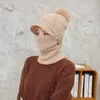 Czapki czapki/czaszki zimowe kobiety dzianinowy kapelusz kobieta ciepła czapka jazda na nartach szyję szalik 2in1set pom moda wełna thicke hatbeanie/czaszka chur22